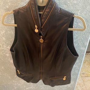 Donna Karan black leather vest
